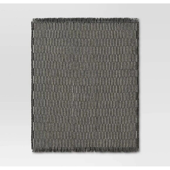 50''x60'' Oversized Woven Linework Throw Blanket Black/Cream - Threshold - Picture 4 of 8